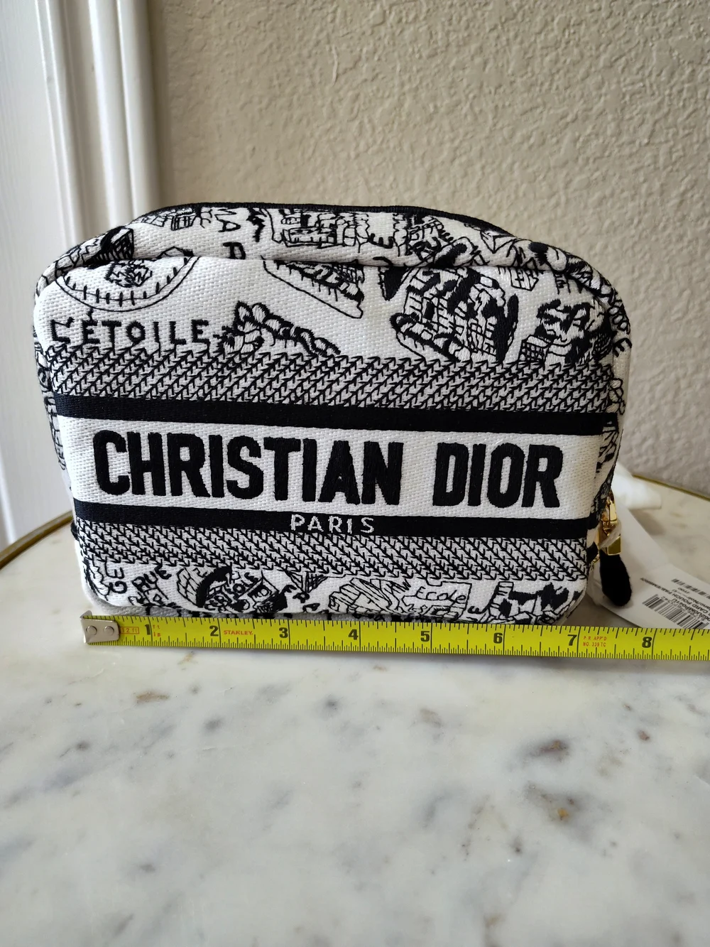 CHRISTIAN DIOR Paris Toile de Jouy Cosmetic Vanity Pouch Italy Dust Bag GWP NWT